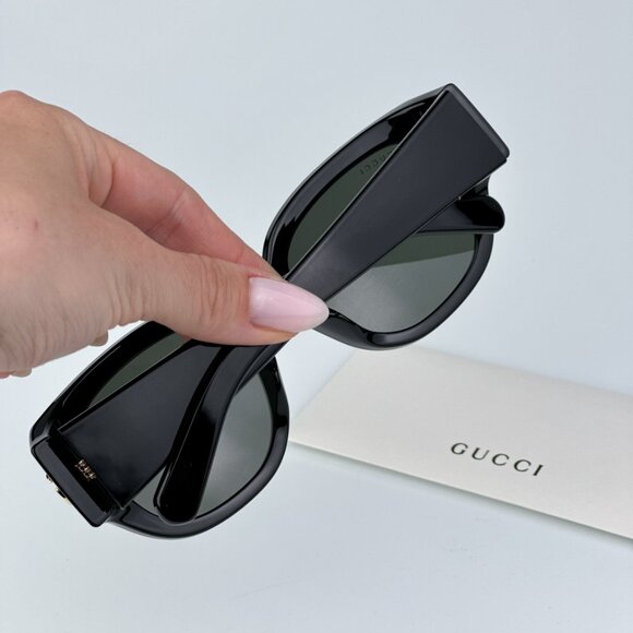 Gucci GG1599SA 001 BRAND NEW Sunglasses Black Grey Women Square - Picture 3 of 11